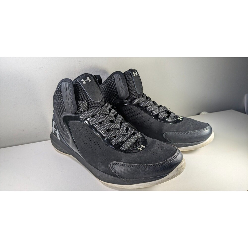 Under Armour Jet Mid Basketball Shoes Mens US Size 8 Black Leather 1238929-004
